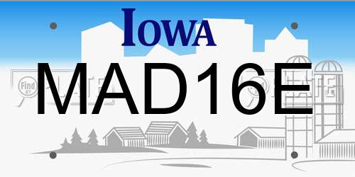 MAD16E Iowa License Plate
