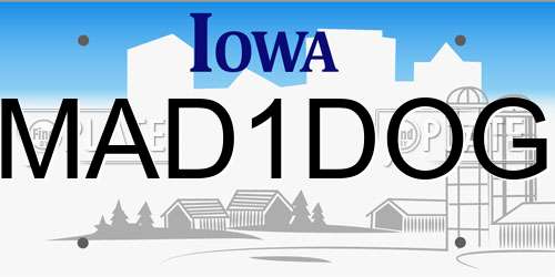 MAD1DOG Iowa License Plate