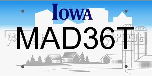 MAD36T Iowa License Plate