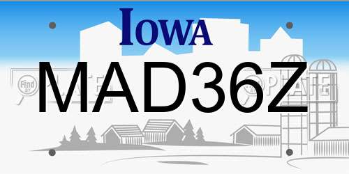 MAD36Z Iowa License Plate