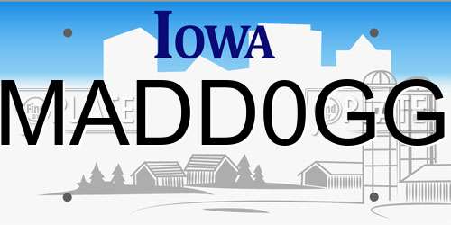 MADD0GG Iowa License Plate