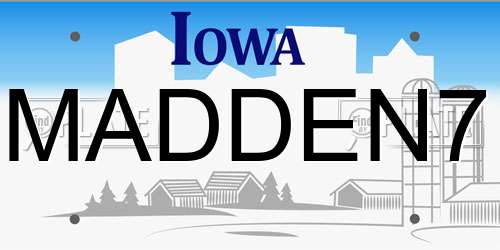 MADDEN7 Iowa License Plate