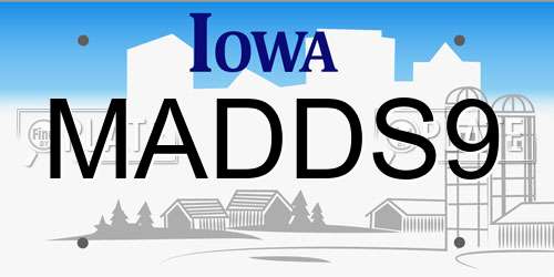 MADDS9 Iowa License Plate