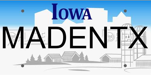 MADENTX Iowa License Plate