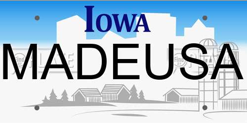 MADEUSA Iowa License Plate