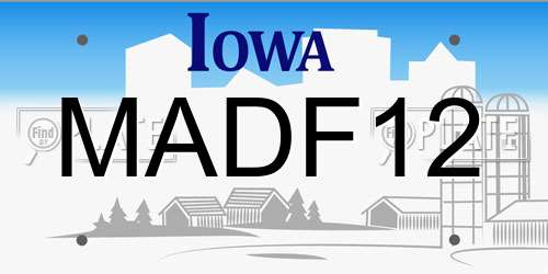 MADF12 Iowa License Plate