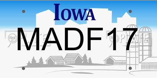 MADF17 Iowa License Plate