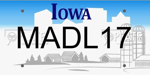 MADL17 Iowa License Plate