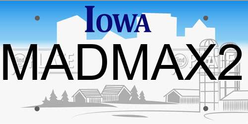 MADMAX2 Iowa License Plate