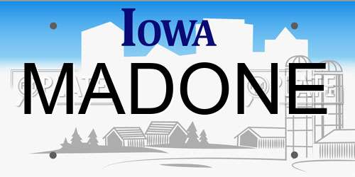MADONE Iowa License Plate