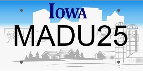 MADU25 Iowa License Plate