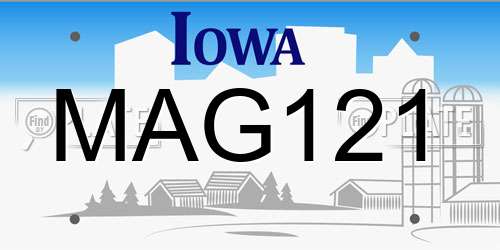 MAG121 Iowa License Plate