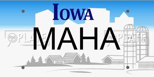 MAHA Iowa License Plate