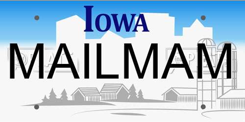 MAILMAM Iowa License Plate