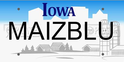 MAIZBLU Iowa License Plate