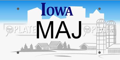MAJ Iowa License Plate