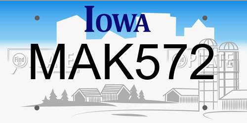 MAK572 Iowa License Plate