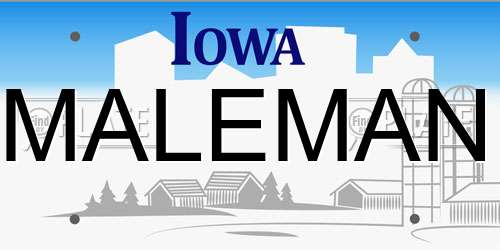 MALEMAN Iowa License Plate