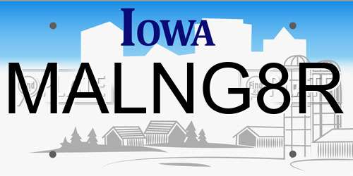 MALNG8R Iowa License Plate