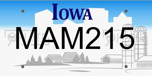 MAM215 Iowa License Plate