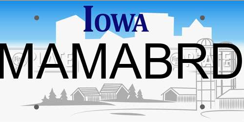 MAMABRD Iowa License Plate