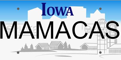 MAMACAS Iowa License Plate