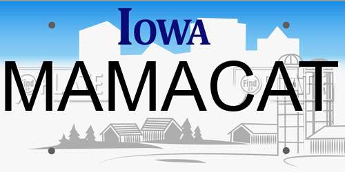 MAMACAT Iowa License Plate