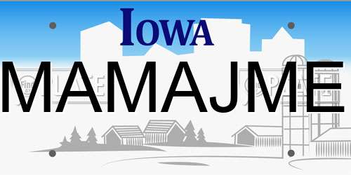 MAMAJME Iowa License Plate