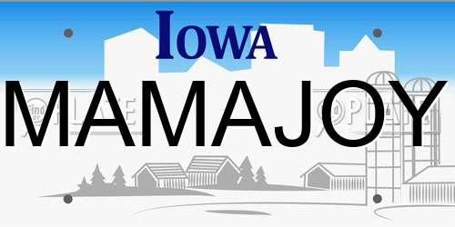 MAMAJOY Iowa License Plate