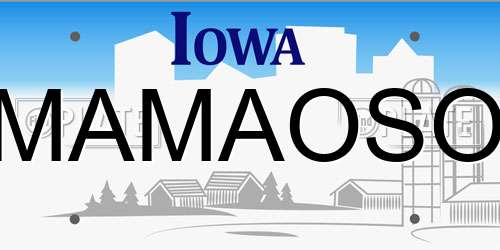 MAMAOSO Iowa License Plate