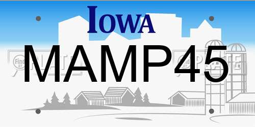 MAMP45 Iowa License Plate