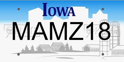 MAMZ18 Iowa License Plate
