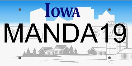 MANDA19 Iowa License Plate