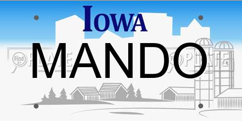 MANDO Iowa License Plate