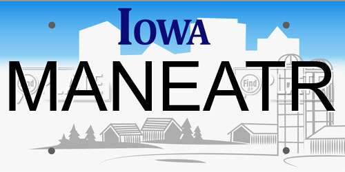 MANEATR Iowa License Plate