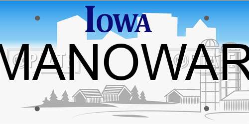 MANOWAR Iowa License Plate