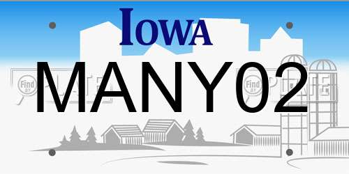 MANY02 Iowa License Plate