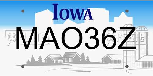 MAO36Z Iowa License Plate
