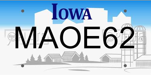 MAOE62 Iowa License Plate