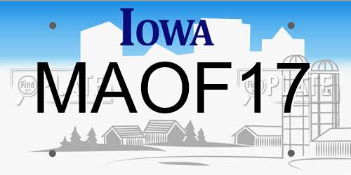 MAOF17 Iowa License Plate