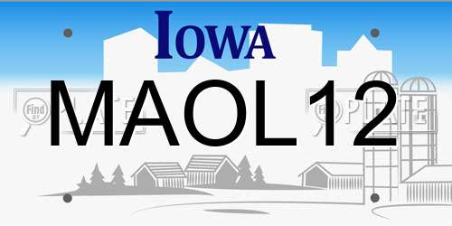 MAOL12 Iowa License Plate