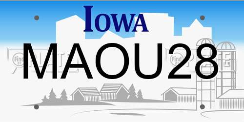 MAOU28 Iowa License Plate
