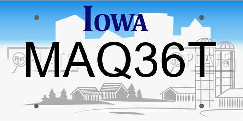MAQ36T Iowa License Plate