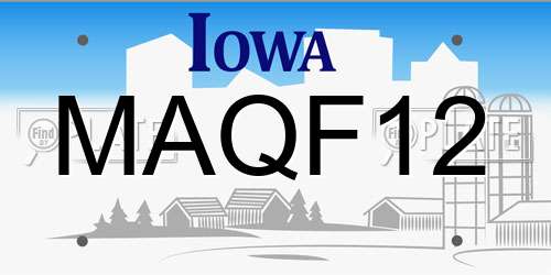MAQF12 Iowa License Plate