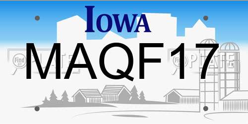 MAQF17 Iowa License Plate