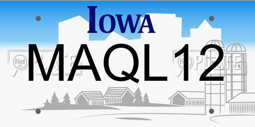 MAQL12 Iowa License Plate
