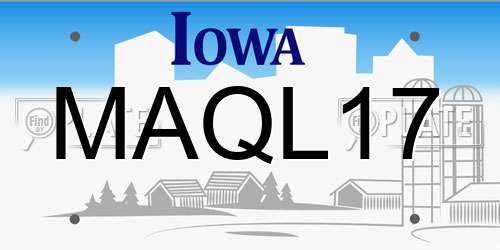 MAQL17 Iowa License Plate