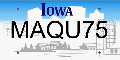 MAQU75 Iowa License Plate
