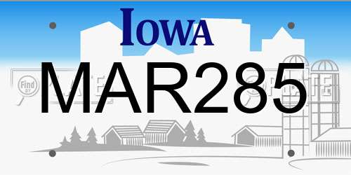 MAR285 Iowa License Plate
