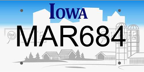 MAR684 Iowa License Plate